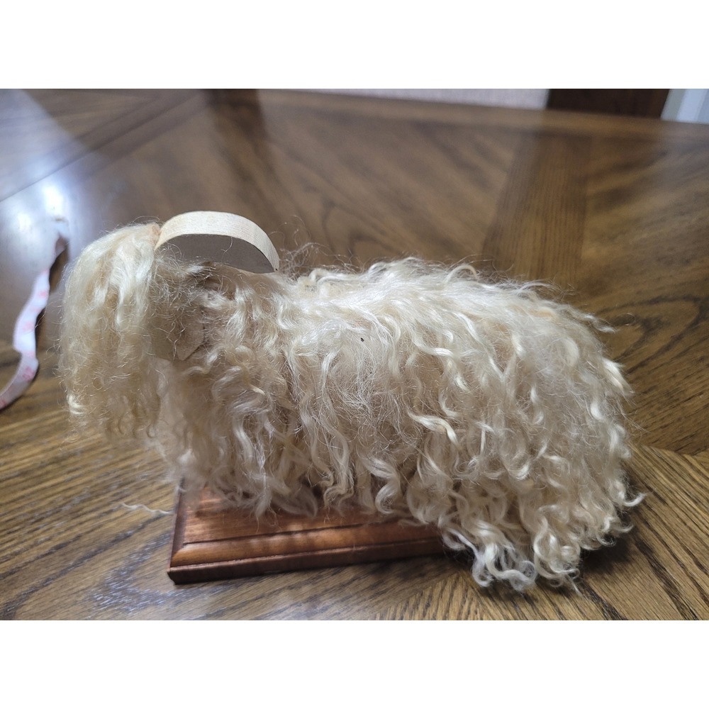 Mohair Magic Originals Wood Goat with Mohair Pelt Figurine Charming Rustic Decor - Picture 2 of 10